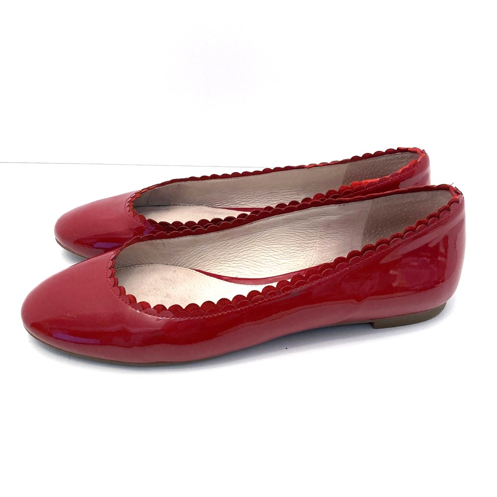 Louise et Cie Caynlee Red Patent Leather Ballet Flats Scalloped Edge Womens 9 39 - Picture 5 of 9